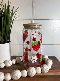 Strawberry Glass Can